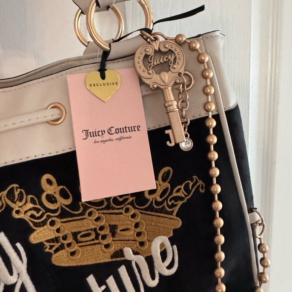 Juicy Couture - The Key to Juicy Tote - Liquorice Black and Cream Women's Bag - Picture 2 of 7